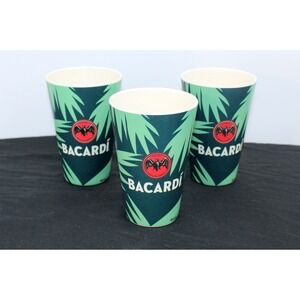 Set of 3 Bacardi Rum Tropical Palm Leaf Logo Reusable Cups Tumblers Green 2022